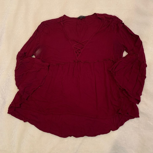 Forever 21 Tops - Ambiance Maroon Flowy Blouse